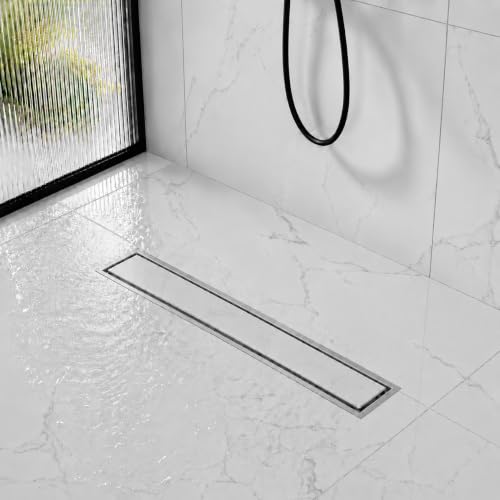 Image of Tapsa Tile Insert Floor Drain | 304 Stainless Steel | Invisible Shower Drain Channel | Shower Drain Channel | Water Drain Channel | with Cockroach Trap. (24X4, SS Matte Tile Insert Floor Drain 20 mm)