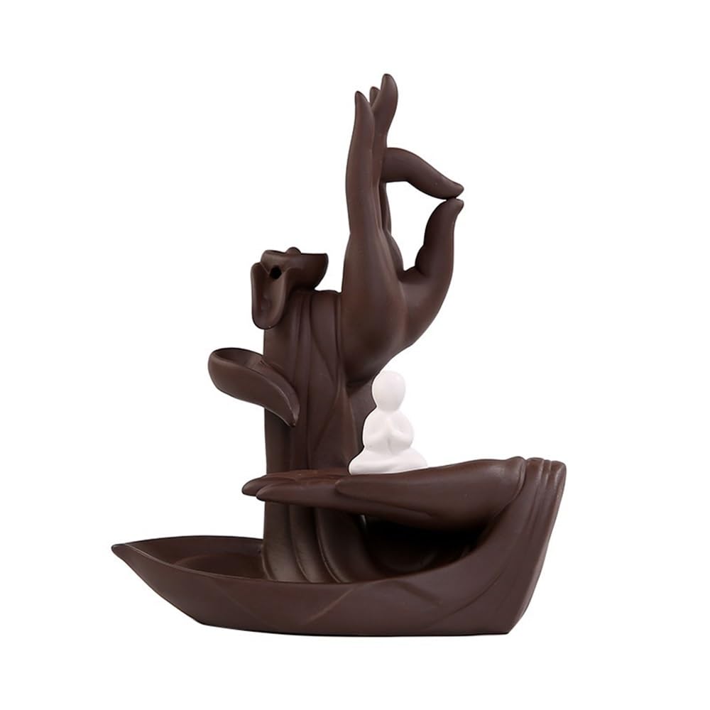 censer Home Backflow Incense Burner Large Buddha Hand Purple Clay Decorative Holder