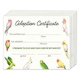 Pet Adoption Certificate, Adopt A Bird Party Favors for Boys Girls Pet Lover, Parrots Birthday Party Decorations Supplies, 10 Pack Pet Certificate of Adoption, 19