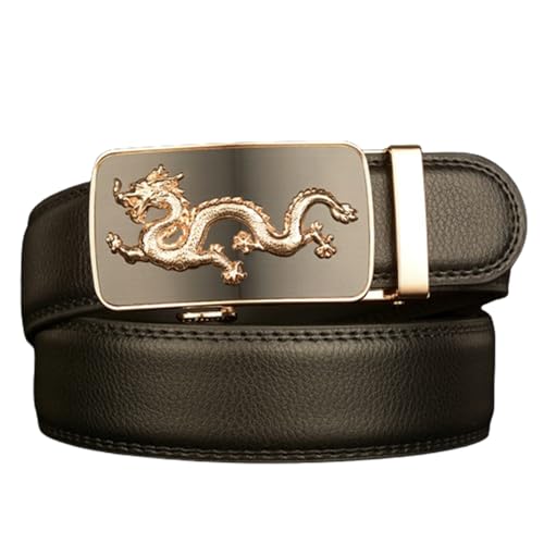 Men's Western Dragon Ratchet Dress Belt - Automatic Sliding Buckle 1 3/8
