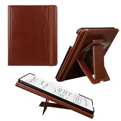 E NET-CASE Case for 11 Kindle Scribe 3rd Generation 2025 Kindle Scribe Colorsoft Multi-Viewing Stand Cover with Auto Sleep/Wake Pen Holder for Scribe 11 2025 Released (Brown)