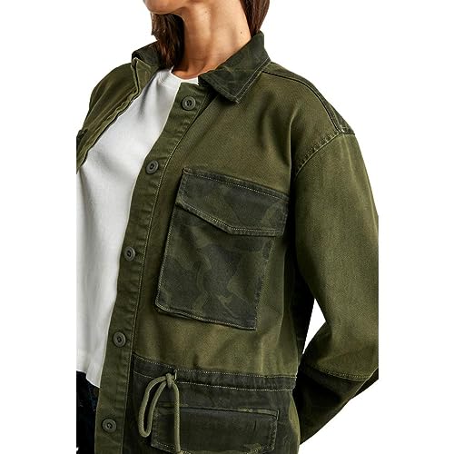 Rails Womens Evan Camouflage Collar Denim Jacket Green S4
