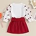 Gureui Toddler Baby Girl Valentines Day Outfit Long Sleeve Red Heart Print Sweatshirt Skirt Clothes Set (A White Heart, 2-3T)