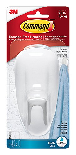 Image of Command Bathroom Hook with Water-Resistant Strips, 1-Hook, 2-Strip, 4 PACK