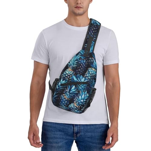 Sac de jour imprimé ananas bleu avec rangement compact et léger - 7
