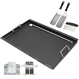 Full Size Griddle Insert for Weber Summit 400 Series E/S 450 440 460 470 Gas Grills With Smoker Box, Heavy Duty Flat Top with Spatula Set for Weber Grill Replacement Parts 67550