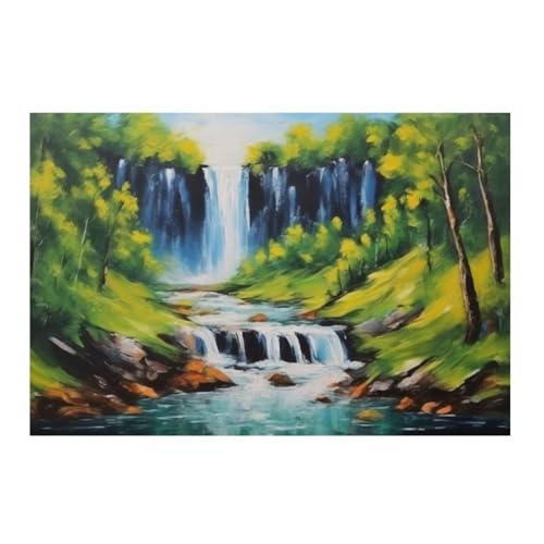 Tableau mural de qualité artistique effet acrylique représentant une cascade de forêt