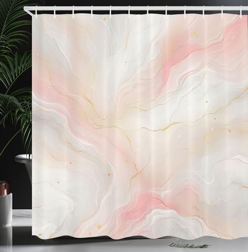 Ambesonne Pink Shower Curtain, Neutral Pastel Tones with Delicate Golden