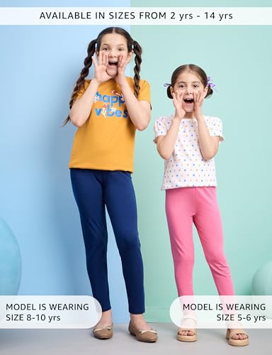 Image of Amazon Brand - Symbol Girl's Cotton Jersey Stretchable Leggings | Ankle Length | Aged 2-14 Years