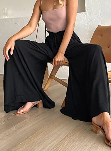 Image of Dokotoo Pants for Women Casual Elastic Waist Wide Leg Pants with Pockets