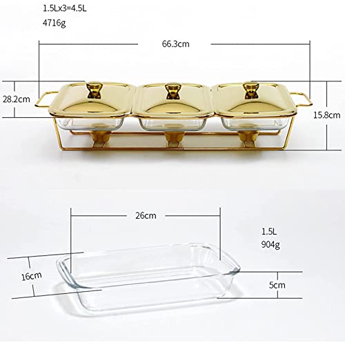 Chafing Dish Buffet-Set, rechteckig, Edelstahl, Chafers und Buffet-Wärmer Sets mit Tabletts, Pfannendeckel, Rahmenständer für Küche, Party, Bankett, 3 x 1,5 l – Bild 8