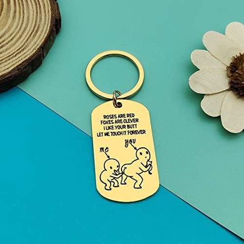 Funny Couple Gift Keyring Girlfriend Gift from Boyfriend Let Me Touch it Forever Keychain Anniversary Valentine's Day Gift for Boyfriend Girlfriend Christmas Birthday Gifts for Husband Wife