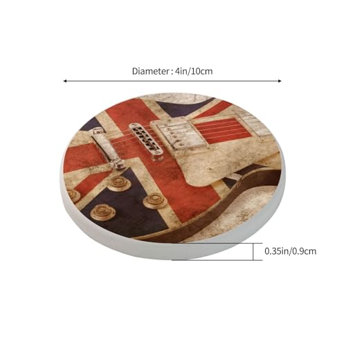 Dessous de verre rigide diatomite drapeau britannique guitare haute absorption - 4