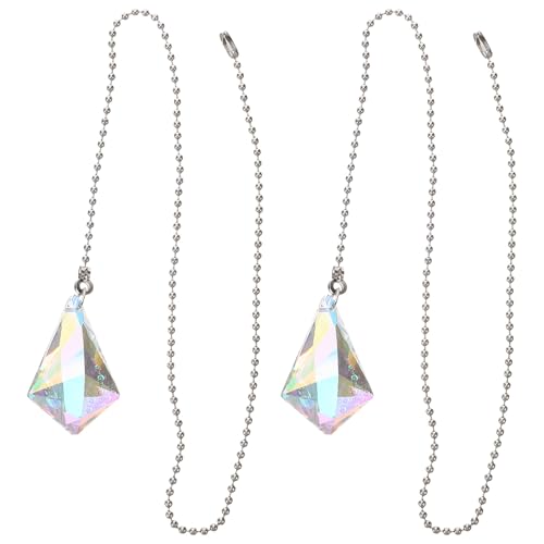 OSALADI Cadena de Extensión para Ventilador de Techo y Lámpara Cristal Blanco, Diseño Delicado y Fácil Instalación para Decoración del Hogar, Pack de 2 Piezas