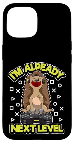 Video Gaming Hedgehog "I'm Already Next Level" Gamer Quote �X�}�z�P�[�X iPhone 15 �p