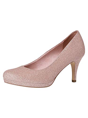 Tamaris Damen Pumps 22465-24, Frauen Plateaupumps, Plateauschuhe modisch bequem Fashion weibliche Lady Ladies,Rose Glam,38 EU / 5 UK