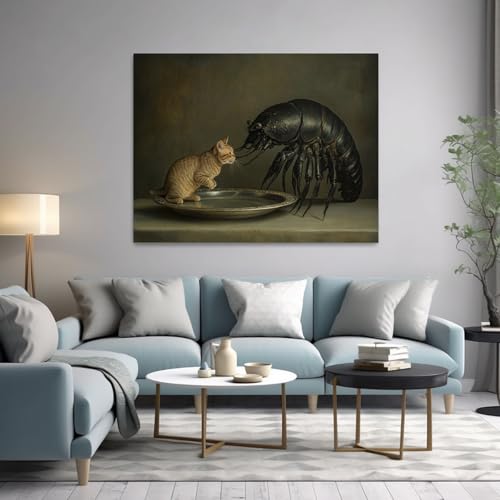 Impression d'art sur toile chat marron poster moderne encadré 40x60