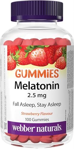 Webber Naturals Melatonin 2.5 mg Gummy, 100 Gummies, Strawberry Flavour, For Sleep Support, Vegan