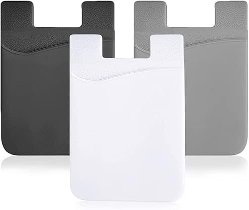 Soporte para tarjetas de teléfono, cartera de silicona para teléfono celular (paquete de 3) para pegar en la parte posterior de casi todos los