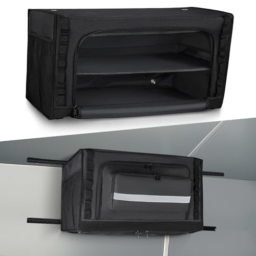 SKYJDM 24' RV Overhead Storage Cabinet, Soft-Sided Overhead Organizer for Vans, RV Organizer Storage Cabinet Compatible with Mercedes-Benz Sprinter, Ford Transit & RAM Promaster Vans, Black