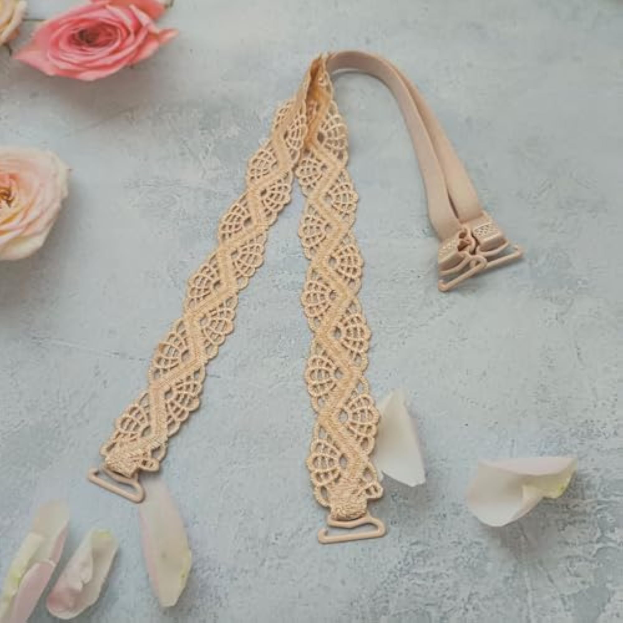 Lace Embroidery Flower Back Strap Replaceable Seamless Non Slip Double Shoulder Strap