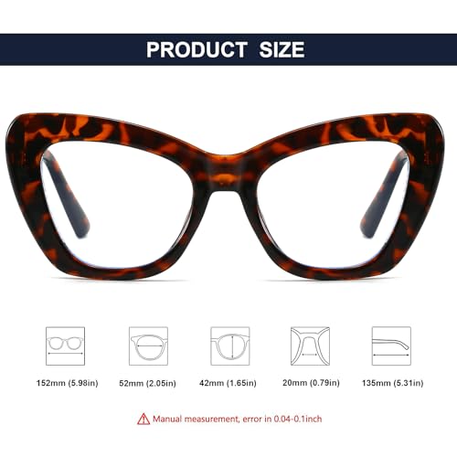 Image of Mirkcittle Oversized Blue Light Blocking Glasses for Women Men Trendy Cat Eye Fake Computer Gaming Eyeglasses