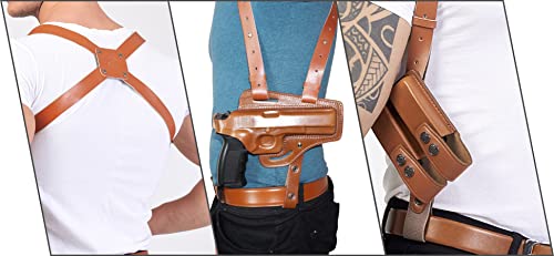 Koltster Khs343 Horizontal Shoulder & Belt Holster With Double Magazine Pouch Rh Fits Colt Ruger Springfield Taurus 1911 Handmade! Free Extension For Big Body Size! (Brown) #TOP2