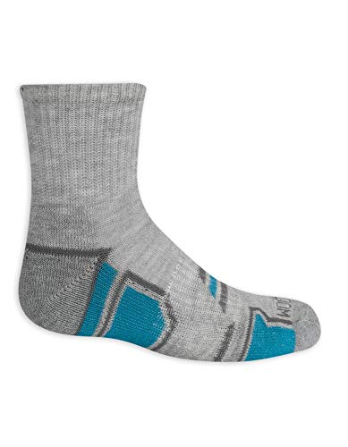 Fruit of the Loom boys 6-pair Half Cushion Ankle Socks (Medium, Grey Multi)2