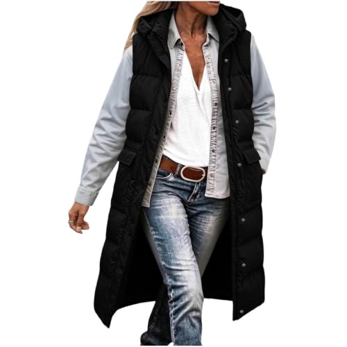 Long Puffer Vest Women Hooded Quilted Sleeveless Jacket Fall Winter Outfits - image 6
