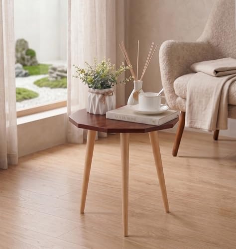 Image of UHUD CRAFTS Multipurpose Wooden Foldable Side Table /End Table /Plant Stand /Stool for Living Room & Bedroom | Kids Play Furniture Table - Textured Walnut