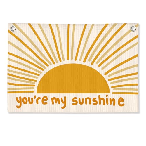 KERNDBSDF Boho Boys Room Decor, You Are My Sunshine Canvas Wall Hanging Banner, Boho Nursery Wall Banner Flag for Kids Boy Girl Nursery Toddler Room Bedroom Playroom Decor, 20x30