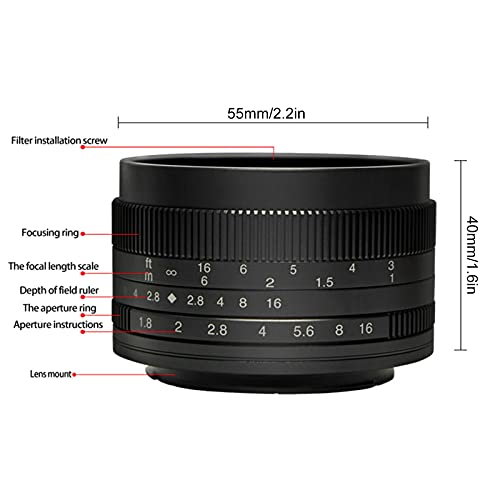 Obiektyw z Dużą Przysłoną 50 Mm F1,8 do X‑M1/X‑PRO1/X‑PRO2/X‑PRO3/X‑E1/X‑E2/XE3/X‑H1/X‑A1/X‑A10/X‑A2 /Kamera z Mocowaniem X‑A20 Itp.