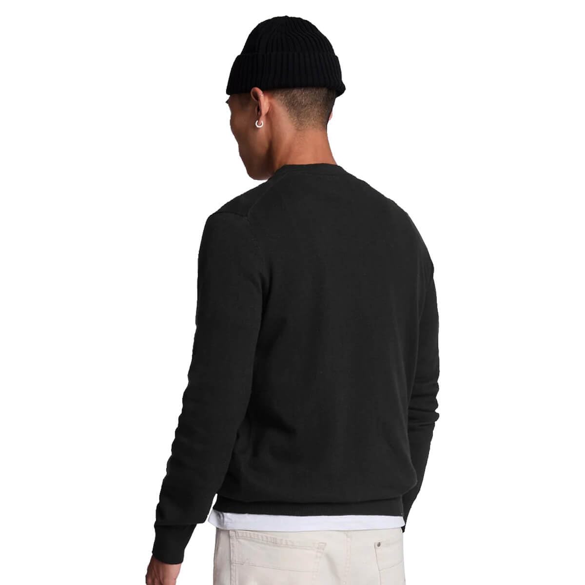 Lyle & Scott Herren-Golfpullover aus Baumwoll-Merinowolle- Tiefschwarz - M
