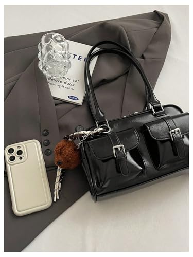 Verdusa Women's Vintage Buckle Shoulder Handbags Top Handle Underarm Shoulder Bag with Pockets3