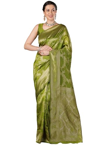 Image of AKHILAM Women's Kanjivaram Woven Soft Silk Saree With Blouse Piece