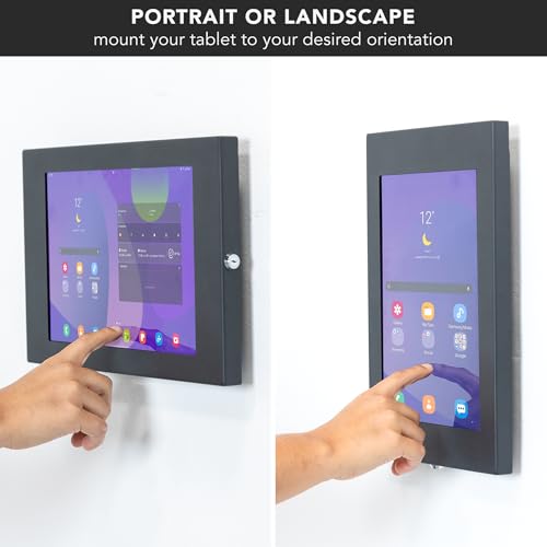 Mount-It! Lockable Tablet Wall Mount for Samsung Tab A9+, S9, S9 FE, S8, A8 – Fully Enclosed Security Case, Anti-Theft Tablet Holder, VESA Compatible, Flush Wall Mount, Heavy-Duty Steel, Black by Mount-It! - Image 9