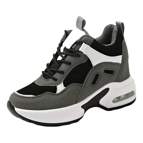 Viaoragiosa Mujer CuñA Plataforma BotíN Deportivos,Zapatillas De CuñA con Cordones,Suela De Goma,FáCil De Usar Y Quitar,para Correr,Caminar,Trabajar,Trotar,Viajar Y para El DíA