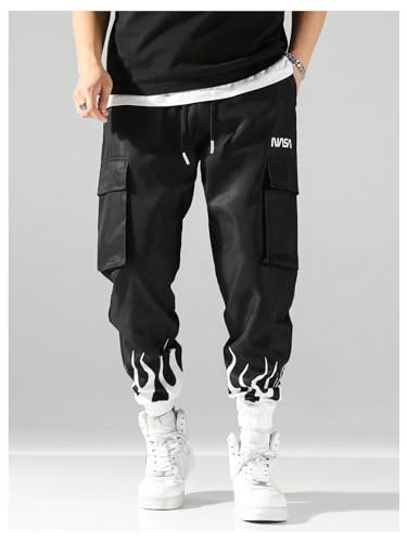 Floerns Men's Letter Print Active Cargo Jogger Pants Outdoor Flap Pocket Trousers4