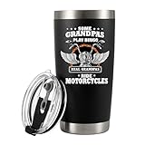 Some Grandpas Play Bingo Real Grandpas Ride Motorcycles Vacuum Insulated Tumbler Grandfather Gifts Father's Day From Grandson Granddaughter Stainless Steel With Removable Lid and Straw 20 oz Black