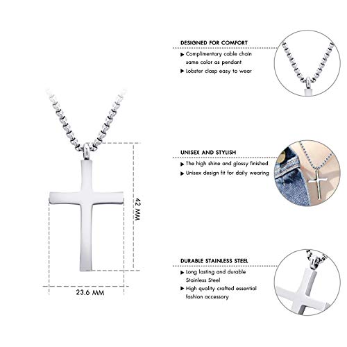 Image of 555Jewelry Stainless Steel Cross Adjustable Rolo Chain Pendant Necklace 16-28'' Inches