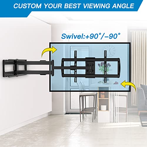 Perlesmith Long Arm Tv Wall Mount For 37-84 Inch Tvs, Full Motion Tv Mount With 42.72 Inch Extension Articulating Arm Swivel And Tilt, Max Vesa 600X400Mm, Holds Up To 132 Lbs, 16”,18”, 24” Studs #TOP3