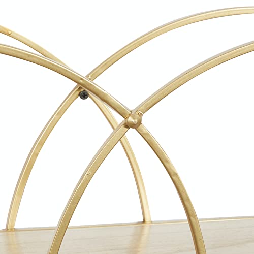 Cosmoliving By Cosmopolitan Metal Round 2 Shelf Wall Shelf, 30" X 6" X 18", Gold #TOP4