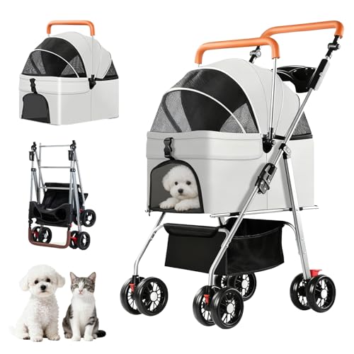 Poussette pour chats et petits chiens pliable contre le stress des sorties en ville