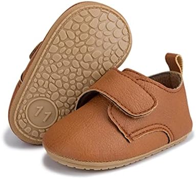 HsdsBebe Baby Boys Girls Oxford Shoes PU Leather Soft Rubber Sole Sneakers  Anti-Slip Toddler Ankle Boots Infant Walking Shoes Moccasins(1711 Brown,2)