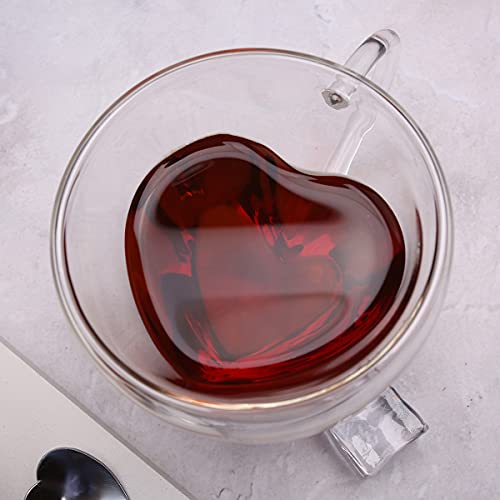 Glow Castle Heat Resistant Creative Double Layer Heart Cup Clear Glass Milk Cup (240Ml) #TOP5