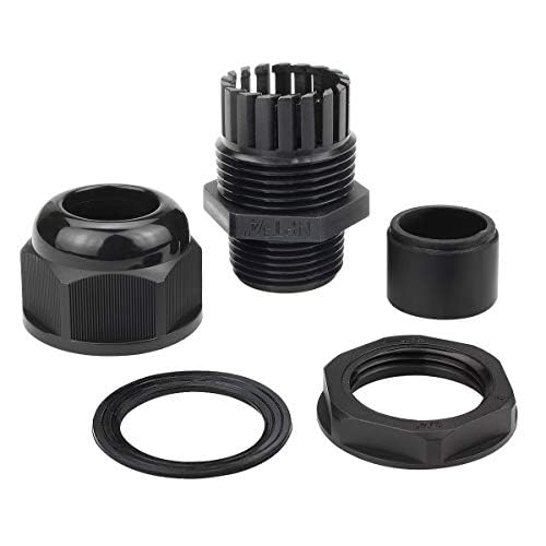 Image of XHF IP68 Nylon Waterproof NPT Cable Glands Assortment 38pcs 1 /4 inch, 3 /8'', 1 /2'', 3 /4'' UL Listed and RoHS Cord Grip Compliant Cable Strain Relief Black