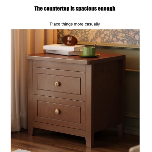 Table de Chevet Marron 2 Tiroirs - Solution Rangement Chambre Moderne