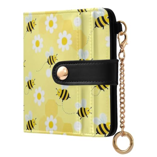 Portefeuille fin à deux volets idéal activités de plein air pour femme abeille jaune