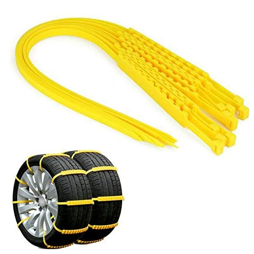 MACHSWON Universal Car Tire Chains Emergency Anti-Skid Mud Snow Security Traction Car Tyres Chains for Car Truck SUV Winter Driving,Tyres Width 145-295mm(10Pcs Yellow)