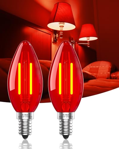 Bonlux Lampadina LED Rossa E14, 2W Equivalente a 20W lampadina a colori, Luce Rossa per Halloween/Natale/Festival, Bar/Feste